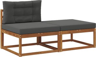 vidaXL Unidades De Sof&aacute; Seccional Con Coj&iacute;n 2 Pieza Natural Vidaxl