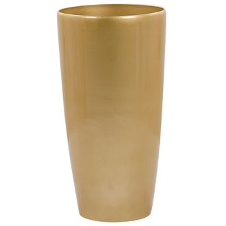 Beliani Maceta De Mezcla De Piedra Dorada 40 Cm Brillante Moderno Interior Exterior Tseria