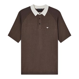 Emporio Armani Polo Shirts, male, Brown, Size: XL Mag Collared Polo Shirt
