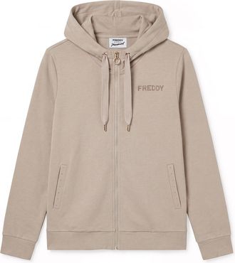Freddy Felpa Regular Donna con Cappuccio e Zip, Spacchi sul Fondo