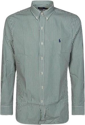 Polo Ralph Lauren Groen Gestreept Katoenen Overhemd - Heren - Casual Overhemden - Groen - 2XL - Katoen - Overhemden