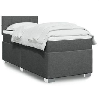 vidaXL Vidaxl - Cama Box Spring Con Colch&oacute;n Tela Gris Oscuro 90x200 Cm
