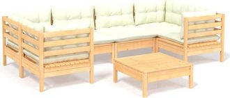 vidaXL Muebles De Jard&iacute;n 7 Piezas Cojines Madera De Pino Color Crema Vidaxl