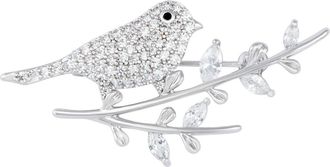 Savvy Cie Jewels RHODIUM PLATED OVER BRASS BIRD BROOCH
