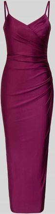 Troyden Collection Cocktailkleid mit Spaghettitr&auml;gern und V-Ausschnitt in Pflaume, Gr&ouml;&szlig;e 32