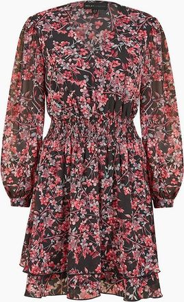 Mela Womens Blossom V-Neck Mini Skater Dress - Black - Size: 10