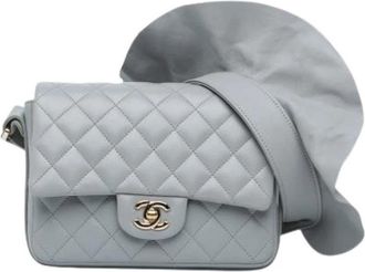 Chanel Pre-owned Quilted Flap Bag - Dames - Vintage Schoudertas - Grijs - ONE Size - Leer - Vintage