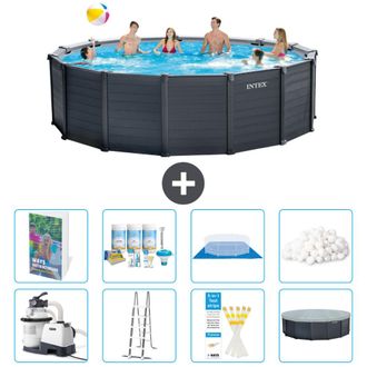 Intex Piscina Graphite Panel Redonda - 478x124 Cm - 9-piezas S537