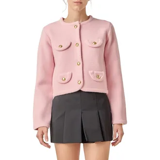 English Factory Round Hem Cardigan in Pink at Nordstrom, Size Medium