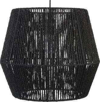 Beliani L&aacute;mpara De Techo De Cuerda De Papel Negra 127 Cm Material Natural Sombra Gweru