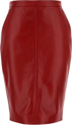 Saint Laurent Red Leather Skirt