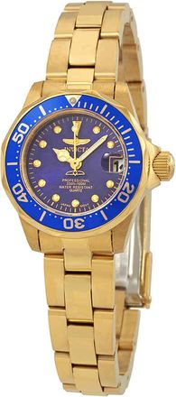 Invicta Pro Diver Blue Dial Gold-plated Ladies Watch 17036