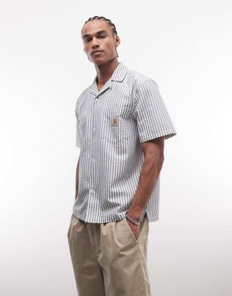 Carhartt Work in Progress Leavel - Camicia ampia blu a righe