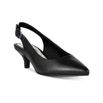 Easy Street Womens Easy Street Faye Pump Black Faux Leather Pointed Toe Slingback HTAT515