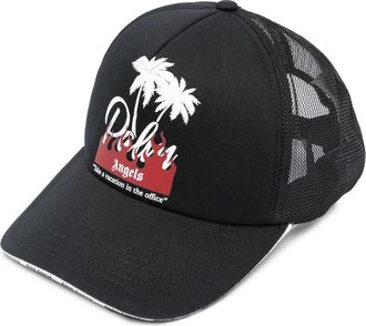 Palm Angels palm-print mesh-panel cap - unisex - Polyester/Polyurethane/Cotton - One Size - Black
