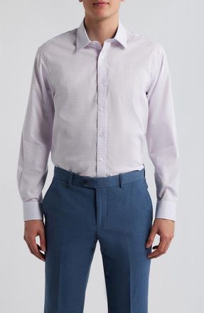 Daniel Hechter Paris Modern Fit Pink Check Cotton Dress Shirt at Nordstrom, Size 17.5