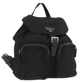 Prada Pre-owned Backpacks, female, Black, Size: ONE SIZE Pre-owned Vintage Nylon Backpack