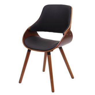 Hhg [nunca Usado] Silla De Comedor Hhg-563, Silla De Cocina, Dise&ntilde;o Retro, Polipiel Negra