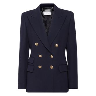 Philipp Plein Marine Fit Double-Breasted Blazer Teddy - Dames - Blazers - Blauw - L - Wol - Jassen