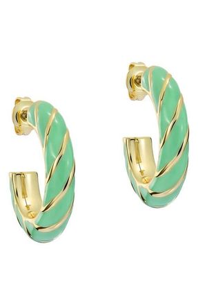 Ted Baker Tiffany Twist Enamel Hoop Earrings in Metallic Gold at Nordstrom
