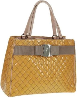Ferragamo Pre-owned Handbags, female, Yellow, Size: ONE SIZE Pre-owned Leather Handbag