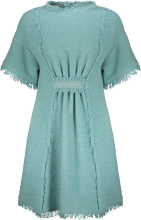 Alberta Ferretti Jurk met franjes - Dames - Korte kleedjes - Blauw - S - Katoen - Kleedjes