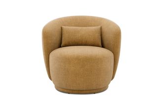 Castlery Avery Swivel Armchair Customized, (Washed Chenille) Caramel, Machine Washable, 360-&deg; Swivel for Men
