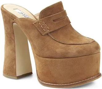 Zigi Soho Harlen Platform Penny Loafer Mule in Tan Suede at Nordstrom, Size 10