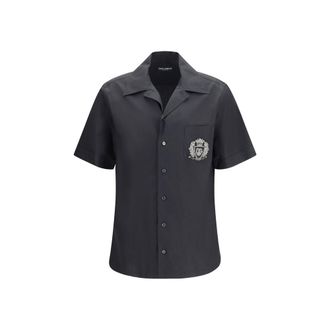 Dolce & Gabbana Black Cotton Shortsleeve Mens Shirt