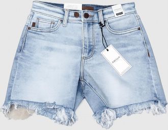 Judy Blue Womens Kelsey Long Cut Off 2 Button Dad Shorts In Blue