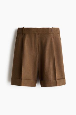 H&M Elegante Shorts aus Leinenmischgewebe - Dunkles Khakigr&uuml;n