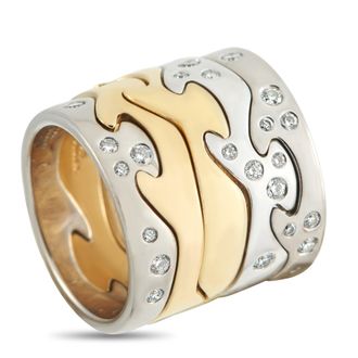 Georg Jensen Fusion 18K White and Yellow Gold Diamond 5 Piece Puzzle Ring GJ13-051926