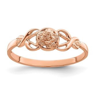 Diamond2Deal 14k Rose Gold Polished Flower Ring