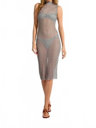 Lenny Niemeyer Sleeveless Tulle Midi Dress In Mini Cubes