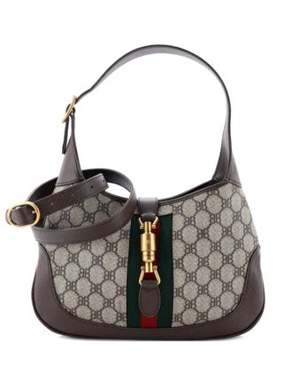 Balenciaga x Gucci kleine The Hacker Project Jackie 1961 BB gecoate canvas tas - Bruin