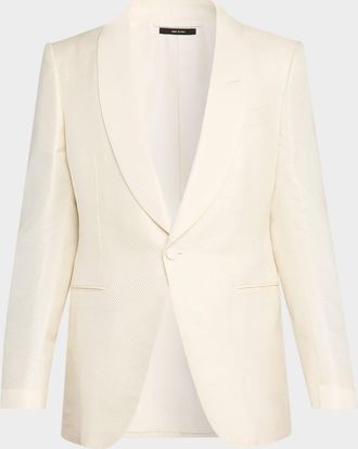Tom Ford Mens Shawl-Lapel Grosgrain Jacquard Evening Jacket