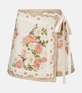 Agua Bendita Copricostume Luna in lino con stampa floreale