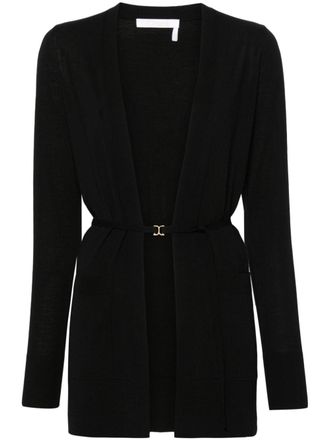 Chlo&eacute; belted wool cardigan - Black