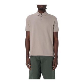 Emporio Armani Polo Shirts, male, Beige, S, Short Sleeve Polo Shirt Collared