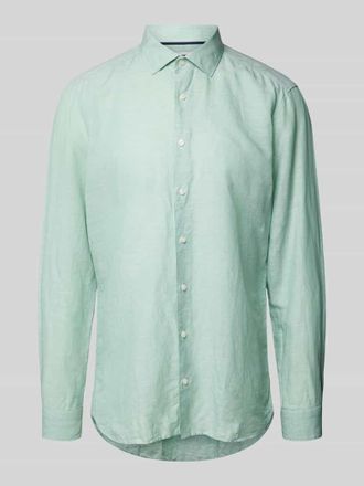 Olymp Level 5 Slim Fit Businesshemd aus Leinen-Baumwoll-Mix in Hellgruen, Größe 44