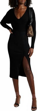 Good American Ribbed Knit Midi Skirt In Black