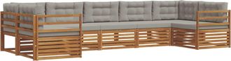 vidaXL Conjunto De Sof&aacute;s De Exterior 7 Uds. Gris Natural Y Claro Vidaxl