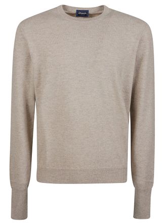 Drumohr Round Neck Ribbed Pure Cashmere Sweater