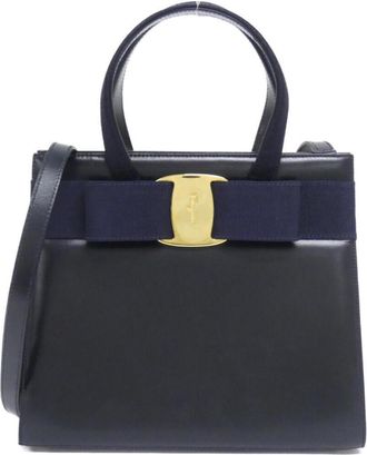 Ferragamo Navy Leather Handbag (Pre-Owned)