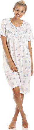 Camille Womens Classic Floral Dot Print Jersey Nightdress 22-24 Blue