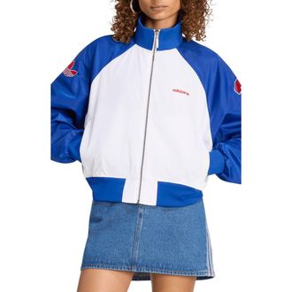 adidas Originals SST Varsity Bomber Jacket in White/Collegiate Royal at Nordstrom, Size X-Small