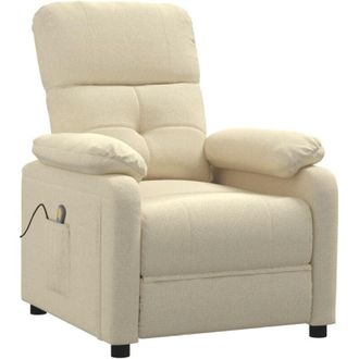 vidaXL Sill&oacute;n De Masaje De Tela Color Crema Vidaxl