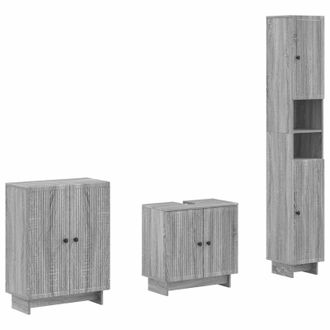 vidaXL Juego De Armarios De Ba&ntilde;o De 3 Piezas Ede Sonoma Gris Vidaxl