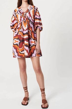 Chufy Liberty Organic Cotton Mini Dress In Wavy Lilac