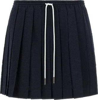 Thom Browne Blue Wool Long Womens Skirt